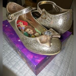 Disney Gold Glitter Princess Kids Dress Shoes